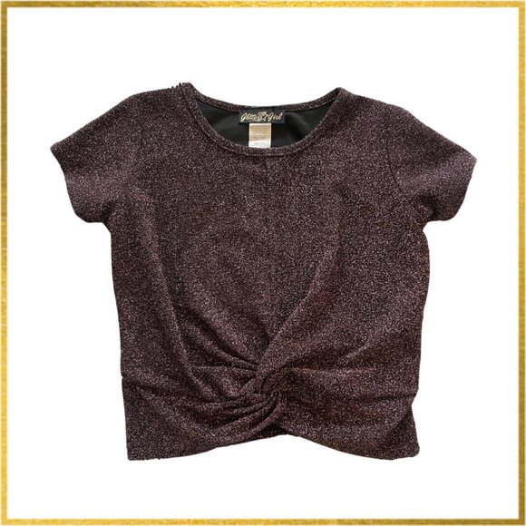 Glitter Girl Twist Front Top - Black with Pink Metallic Finish. Size 7/8 - Picture 1 of 9